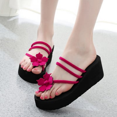 Ležerne japanke na visoke pete Ženske papuče Modne cipele na tanke cipele za žene ljeto 2022. Udobne jednobojne sandale s platformom