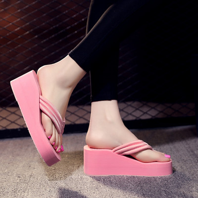 Ķīļveida čības Sieviešu Platformas Sandales Augstpapēžu Kurpes Sieviešu Kurpes Vasaras Brīvdabas Pludmales Flip Flops Ikdienas slaidi 2022 Sieviešu čības