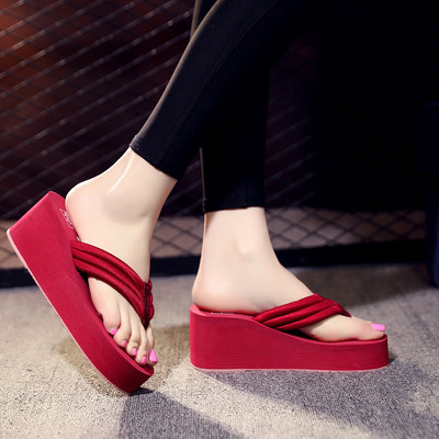 Ķīļveida čības Sieviešu Platformas Sandales Augstpapēžu Kurpes Sieviešu Kurpes Vasaras Brīvdabas Pludmales Flip Flops Ikdienas slaidi 2022 Sieviešu čības