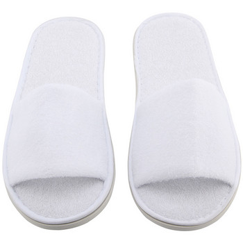 Хотелски чехли за еднократна употреба 5 чифта Спа хотелски чехли за гости с отворени пръсти Хавлиени кърпи за еднократна употреба Дишащи меки бели обувки в хавлиен стил