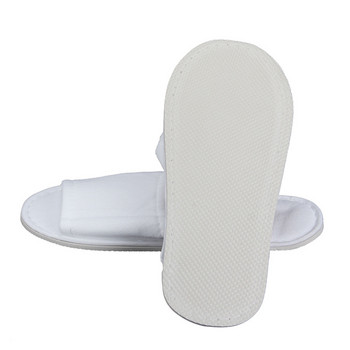 Хотелски чехли за еднократна употреба 5 чифта Спа хотелски чехли за гости с отворени пръсти Хавлиени кърпи за еднократна употреба Дишащи меки бели обувки в хавлиен стил