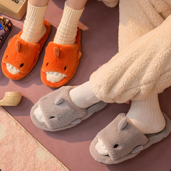 Чехли с акула Дамски зимни памучни чехли 2022 г. Нови домашни двойки Модни обувки Топли дамски мъжки вътрешни домакински забавни чехли
