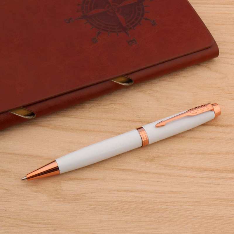 Kvaliteetne valge pastapliiats Metallist roosakaskuldsed tindipliiatsid Kirjatarbed Kontoritarbed Koolitarbed Kingitus Uus