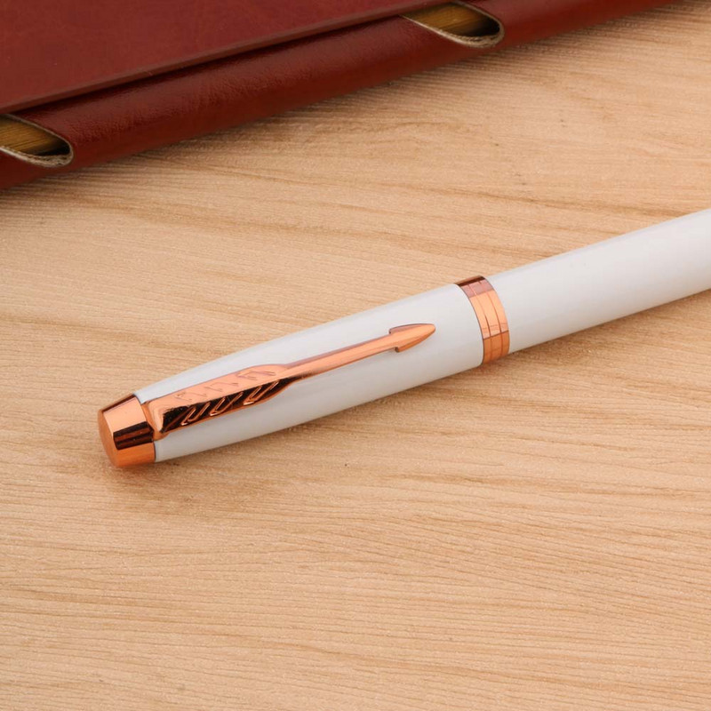 Kvaliteetne valge pastapliiats Metallist roosakaskuldsed tindipliiatsid Kirjatarbed Kontoritarbed Koolitarbed Kingitus Uus
