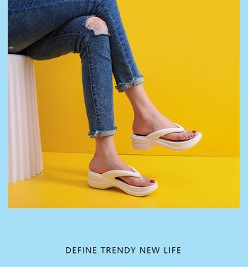 2022 Нови дамски джапанки Чехли с дебела подметка Дамски летни връхни облекла Модни неплъзгащи се плажни сандали Обувки Външен чехъл
