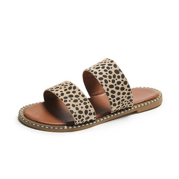 Дамски чехли Сандали с леопардови обувки 2022 Ново лято Рим Плажни обувки Ежедневни дамски обувки Класически джапанки с гръб