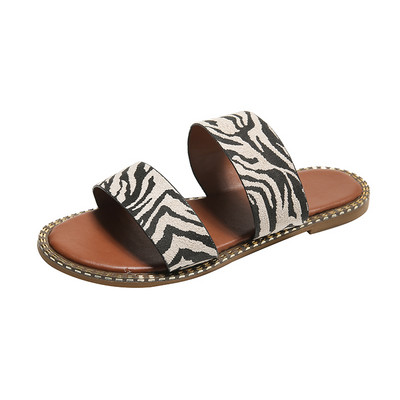 Γυναικείες παντόφλες Leopard flats σανδάλια 2022 Νέα καλοκαιρινά παπούτσια παραλίας στη Ρώμη Causal Γυναικεία παπούτσια Classic Slingback Σαγιονάρες Slides