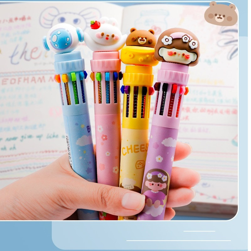 1vnt Animacinių filmų 10 spalvų tušinukas Mielas triušio sūrio meškos žymeklis 0,5 mm raštinės reikmenys Biuro mokykla A7245