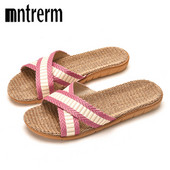 Lanene papuče Kućne kućne papuče za par Drveni pod Pamučno laneno kućno Neklizajuće debelo dno Ljetne papuče za muškarce i žene