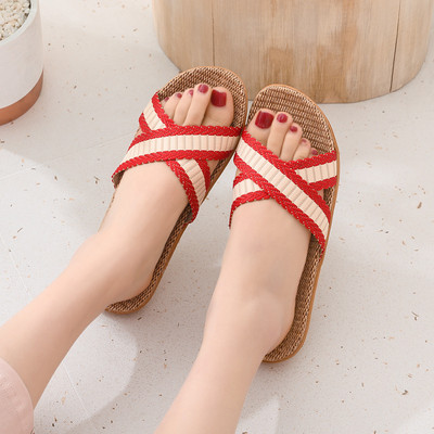 Lanene papuče Kućne kućne papuče za par Drveni pod Pamučno laneno kućno Neklizajuće debelo dno Ljetne papuče za muškarce i žene