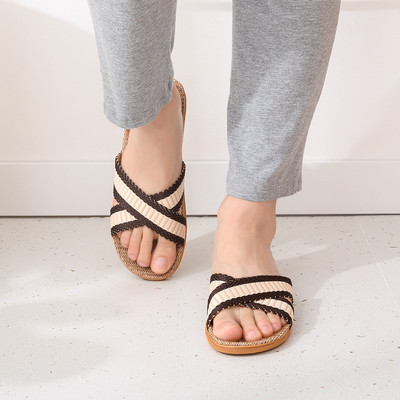 Lanene papuče Kućne kućne papuče za par Drveni pod Pamučno laneno kućno Neklizajuće debelo dno Ljetne papuče za muškarce i žene