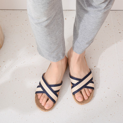 Lanene papuče Kućne kućne papuče za par Drveni pod Pamučno laneno kućno Neklizajuće debelo dno Ljetne papuče za muškarce i žene