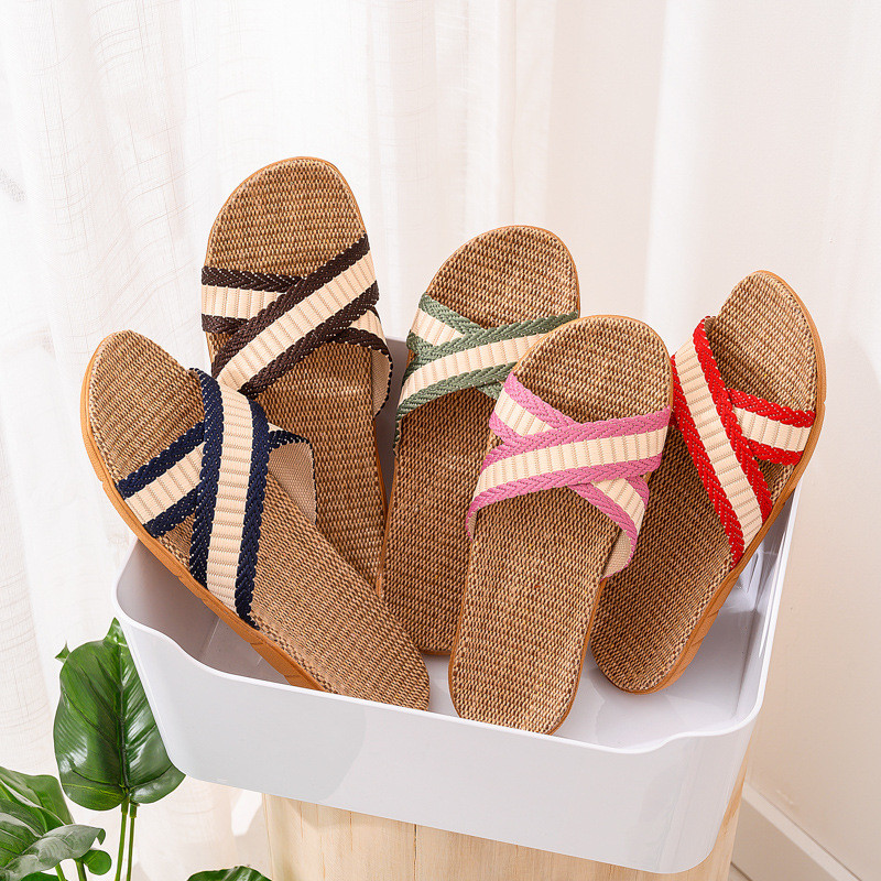 Lanene papuče Kućne kućne papuče za par Drveni pod Pamučno laneno kućno Neklizajuće debelo dno Ljetne papuče za muškarce i žene