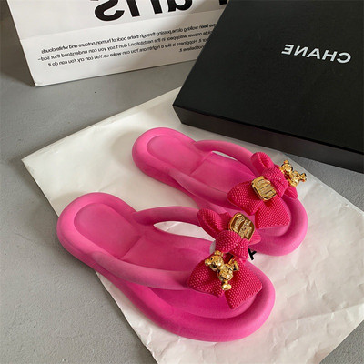 Papuci de femei Bowknot de modă 2023 Noua vară, pentru interior și exterior, papuci de plajă, scară netedă, papuci EVA anti-alunecare