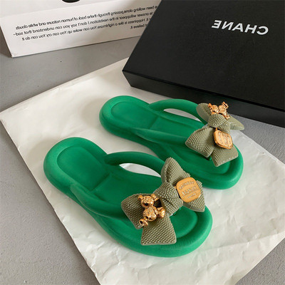 Papuci de femei Bowknot de modă 2023 Noua vară, pentru interior și exterior, papuci de plajă, scară netedă, papuci EVA anti-alunecare