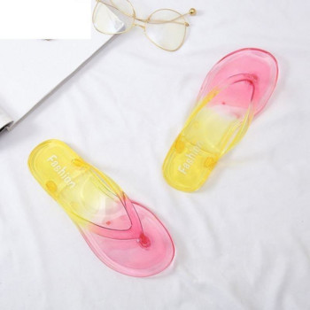 Градиентни цветни кристални сандали и чехли Лятно дамско облекло Джапанки Домашни неплъзгащи се модни плажни обувки за двойка