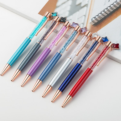 1 db Fashion Metal Signature Pen Aranyos golyóstoll Fine Star Medál Kristálytoll Gyermek Ajándék fix Kawaii Irodaszerek