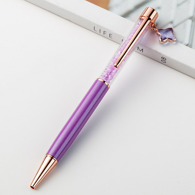 1 buc. stilou cu semnătură din metal la modă, stilou cu bile drăguț, pandantiv cu stea fine, stilou din cristal, cadou pentru copii, papetărie, rechizite de birou Kawaii