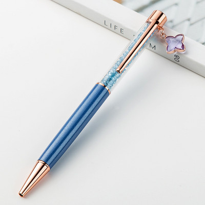 1 buc. stilou cu semnătură din metal la modă, stilou cu bile drăguț, pandantiv cu stea fine, stilou din cristal, cadou pentru copii, papetărie, rechizite de birou Kawaii
