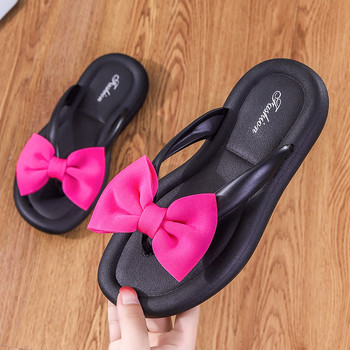 Летни чехли Дамски панделка Плажни пързалки Удебелени сандали Плоски EVA домашни обувки Джапанки Модни ежедневни обувки на платформа Sweet Girl