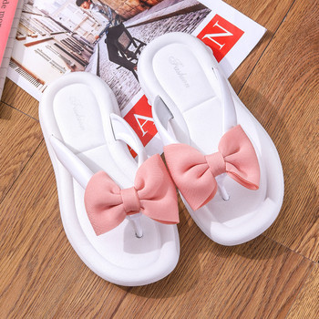Летни чехли Дамски панделка Плажни пързалки Удебелени сандали Плоски EVA домашни обувки Джапанки Модни ежедневни обувки на платформа Sweet Girl