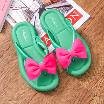 Ljetne papuče Ženske mašne Tobogani za plažu Deblje sandale Ravne EVA kućne cipele Japanke Modna ležerna obuća s platformom za slatke djevojke