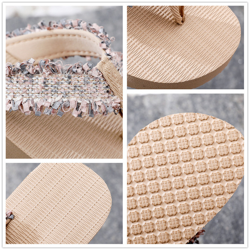 Ljetne papuče s cvjetnim printom Ženske boemske japanke na platformu Vanjske debele donje strane Cipele za plažu Sandale Zapatos