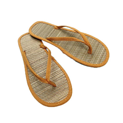 Papuci de casă plat pentru femei Sandale confortabile anti-alunecare Flip-flop din bambus din ratan Pantofi de casă pentru baie de modă Papuci