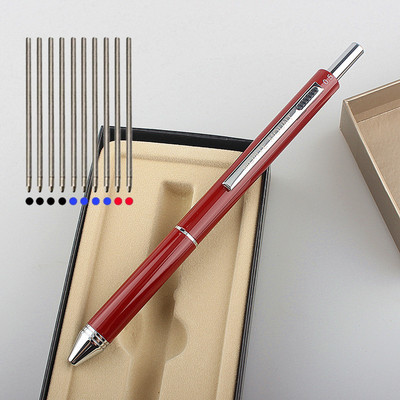 Pix multicolor 4 în 1 cu detecție gravitațională Pix și creion mecanic 3 culori Mine Negru Argintiu Roșu Albastru Pix din metal Articole de papetărie