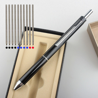 Pix multicolor 4 în 1 cu detecție gravitațională Pix și creion mecanic 3 culori Mine Negru Argintiu Roșu Albastru Pix din metal Articole de papetărie