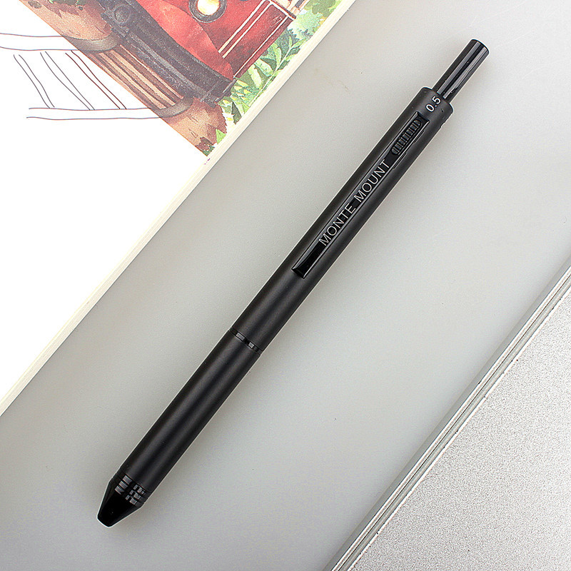 Pix multicolor 4 în 1 cu detecție gravitațională Pix și creion mecanic 3 culori Mine Negru Argintiu Roșu Albastru Pix din metal Articole de papetărie