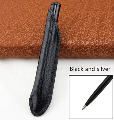 Luksuzna metalna roler olovka, kreativna torba za olovke, kemijske olovke s glatkim pisanjem, crnom tintom i poslovnim znakom + kožna pernica