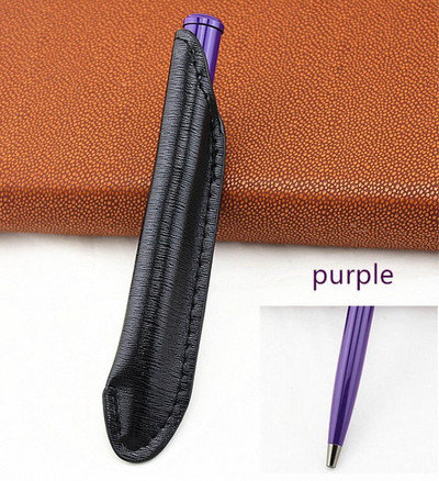 Luksuzna metalna roler olovka, kreativna torba za olovke, kemijske olovke s glatkim pisanjem, crnom tintom i poslovnim znakom + kožna pernica