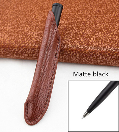 Luksuzna metalna roler olovka, kreativna torba za olovke, kemijske olovke s glatkim pisanjem, crnom tintom i poslovnim znakom + kožna pernica