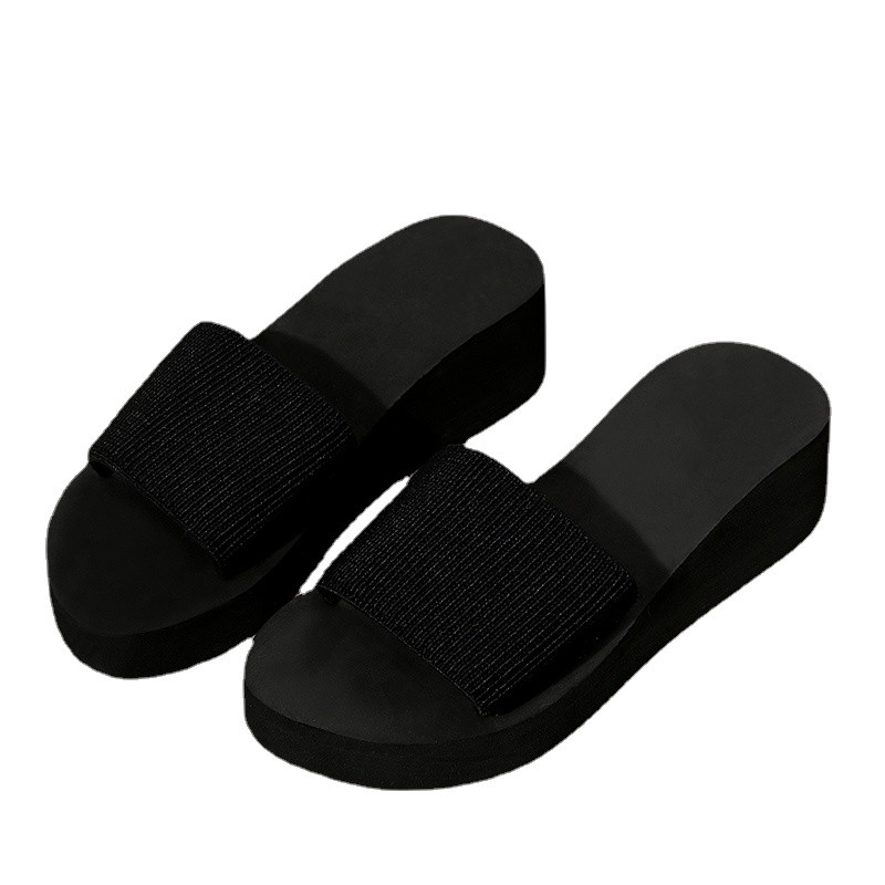 Kötött ék alakú női papucs 2023 nyári vaskos platform éksarkú szandál női könnyű vastag talpú strandcipő