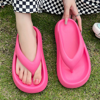 Дамски прашки Джапанки Летни чехли на платформа Модни апартаменти Плажни пързалки на открито EVA Неплъзгащи се чехли с мека дебела подметка