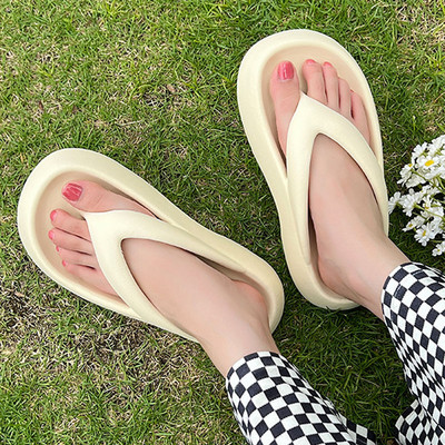 Дамски прашки Джапанки Летни чехли на платформа Модни апартаменти Плажни пързалки на открито EVA Неплъзгащи се чехли с мека дебела подметка