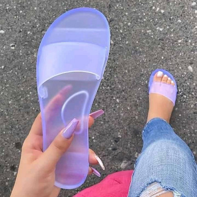 Prozirne žele sandale za žene, prozirne papuče u boji za ljeto, natikače, plažu, cipele za zatvorene i vanjske prostore