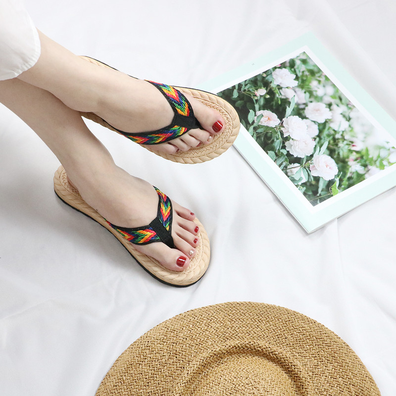 Καλοκαιρινές σαγιονάρες Γυναικείες παντόφλες Παπούτσια παραλίας Bohemia Dress Flat Slides Casual Weave Γυναικείες σαγιονάρες παραλία δωρεάν αποστολή