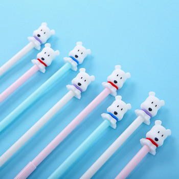 3 τμχ Cute Puppy White Dog στυλό 0,5mm Ballpoint Μαύρο Χρώμα Gel μελάνι Στυλό Γράψιμο Signature Χαρτικά Δώρο Γραφείο Σχολείο F097