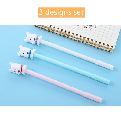 3 kom slatki psić olovke za bijele pse 0,5 mm kemijska olovka s crnom gel olovkom za pisanje s potpisom Poklon za uredsku školu F097