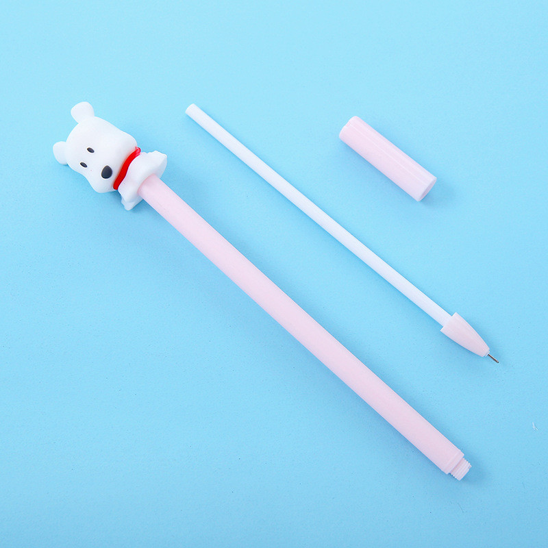3 kom slatki psić olovke za bijele pse 0,5 mm kemijska olovka s crnom gel olovkom za pisanje s potpisom Poklon za uredsku školu F097