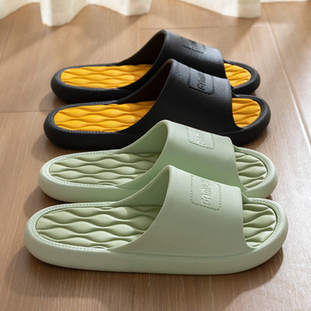 Нова мода Дамски мъжки чехли Вътрешни външни джапанки Летни плажни сандали Меки неплъзгащи се апартаменти за баня Двойки Домашни обувки