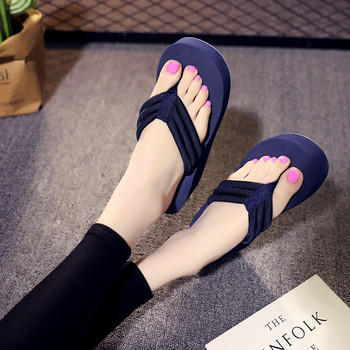 Нови модни дамски джапанки през 2022 г. Летни плажни чехли на платформа Ежедневни външни клинове Сандали Дамски обувки Чехли за свободното време 6 см