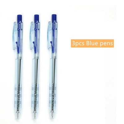 3db Click Type Golyóstoll szett átlátszó kivitel fekete kék piros színű tinta íráshoz Office School F510