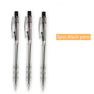 3db Click Type Golyóstoll szett átlátszó kivitel fekete kék piros színű tinta íráshoz Office School F510