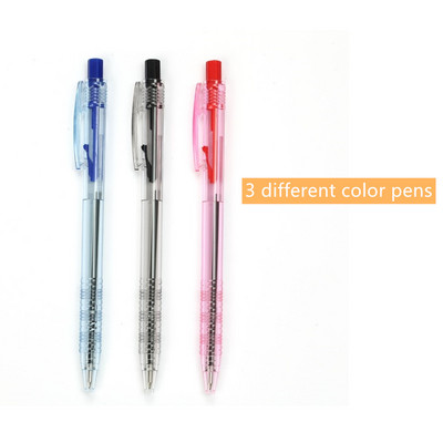 3db Click Type Golyóstoll szett átlátszó kivitel fekete kék piros színű tinta íráshoz Office School F510