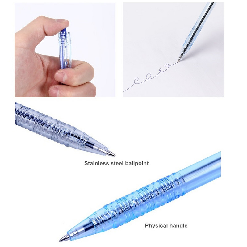 3db Click Type Golyóstoll szett átlátszó kivitel fekete kék piros színű tinta íráshoz Office School F510