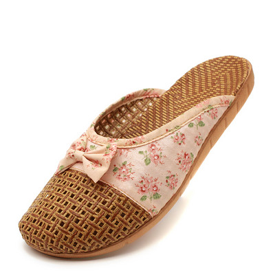 Γυναικείες Παντόφλες Σπιτιού Flax Παντόφλες Casual Slides Floral Φιόγκος Λινό Παντόφλες εσωτερικού χώρου Γυναικεία καλοκαιρινά σανδάλια Γυναικεία παπούτσια για το σπίτι