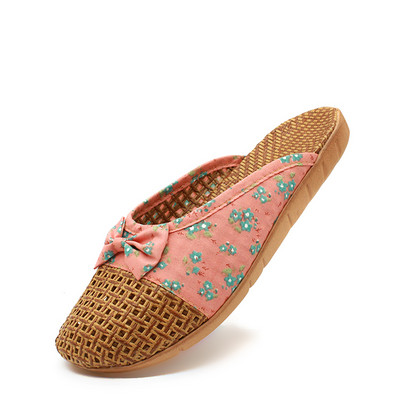 Γυναικείες Παντόφλες Σπιτιού Flax Παντόφλες Casual Slides Floral Φιόγκος Λινό Παντόφλες εσωτερικού χώρου Γυναικεία καλοκαιρινά σανδάλια Γυναικεία παπούτσια για το σπίτι